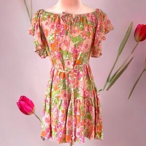 RACHEL ZOE NWT DRESS SWIM WEAR BATHING SUIT COVER UP OFF THE SHOULDER BRIGHT SM